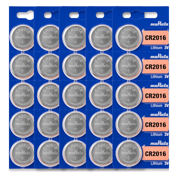 Murata CR2016 3V Lithium Coin Cell (25 Batteries) - Replaces Sony CR2016