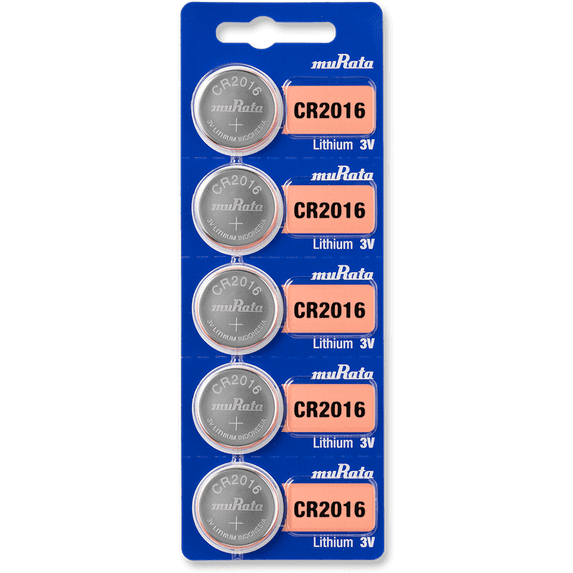 Murata CR2016 3V Lithium Coin Cell (5 Batteries) - Replaces Sony CR2016