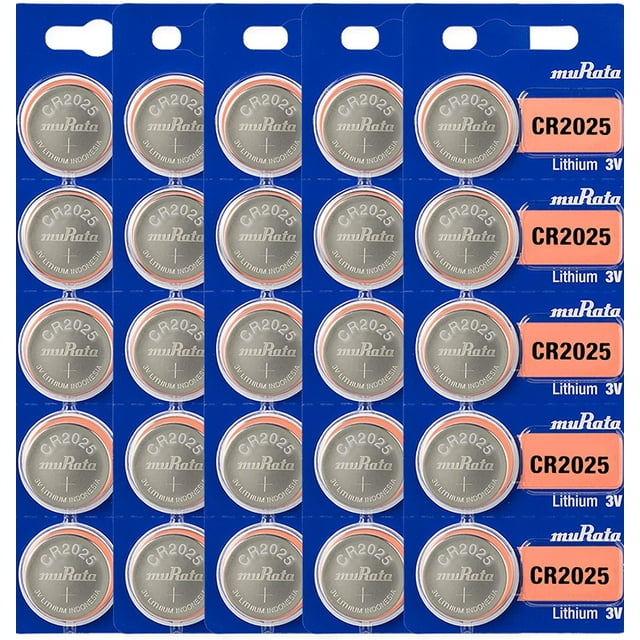 Murata CR2025 Battery 3V Lithium Coin Cell Replaces Sony CR2025 (25 Batteries)