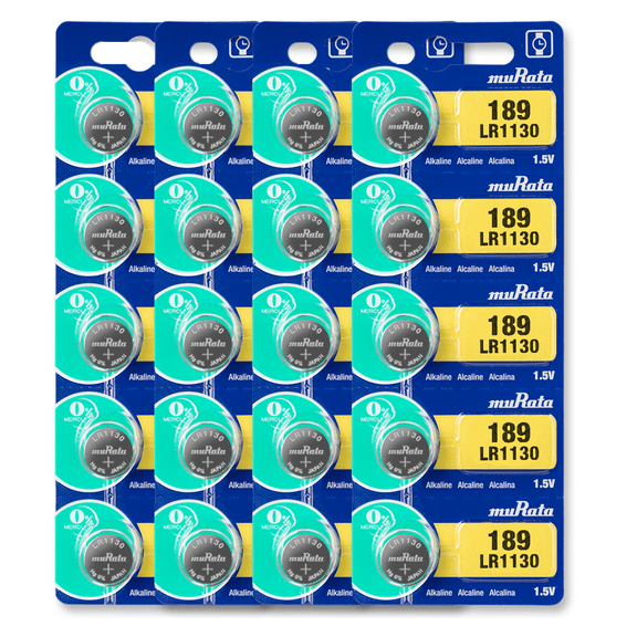 Murata LR1130 Battery 1.55V Alkaline Button Cell (20 Batteries)