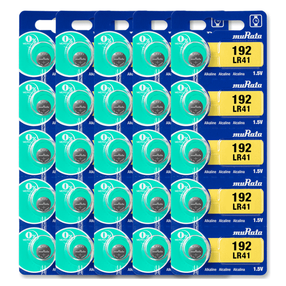 Murata LR41 Battery 1.55V Alkaline Button Cell (25 Batteries)