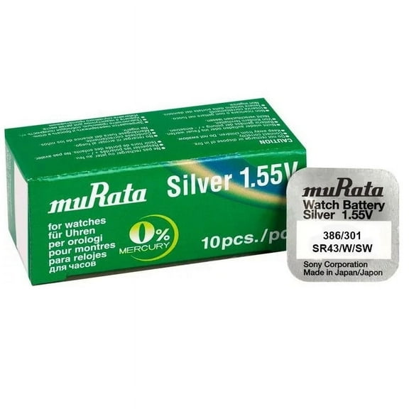 Murata/Sony 386/301 batteries for quartz watches with silver oxides 1.55 volts