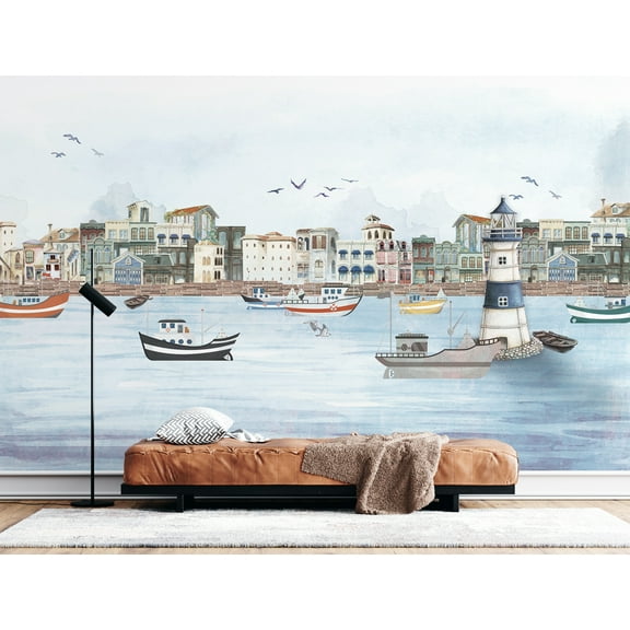 Muravie Buildings and Lighthouse Marine 3D Wallpaper