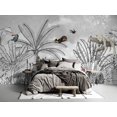 thumbnail image 1 of Muravie Colored Animals Wallpaper with Pencil Drawing Tropical Trees, 1 of 3