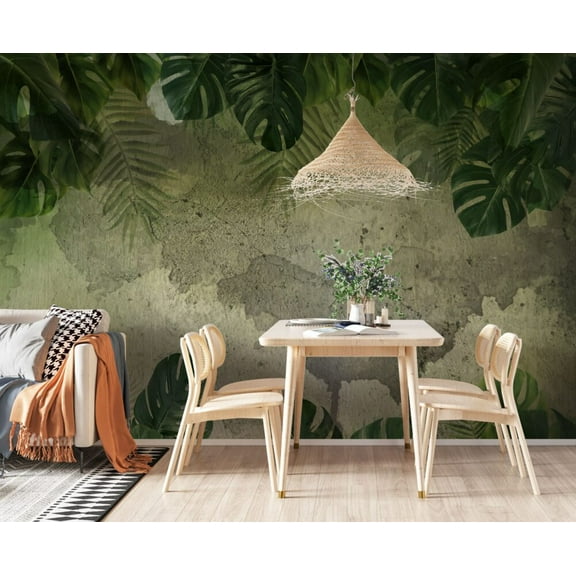 Muravie Tropical Leaf Watercolor Effect 3D Wallpaper