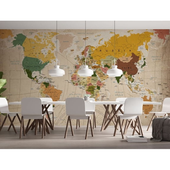Muravie World Map In Coffee Tones Wallpaper