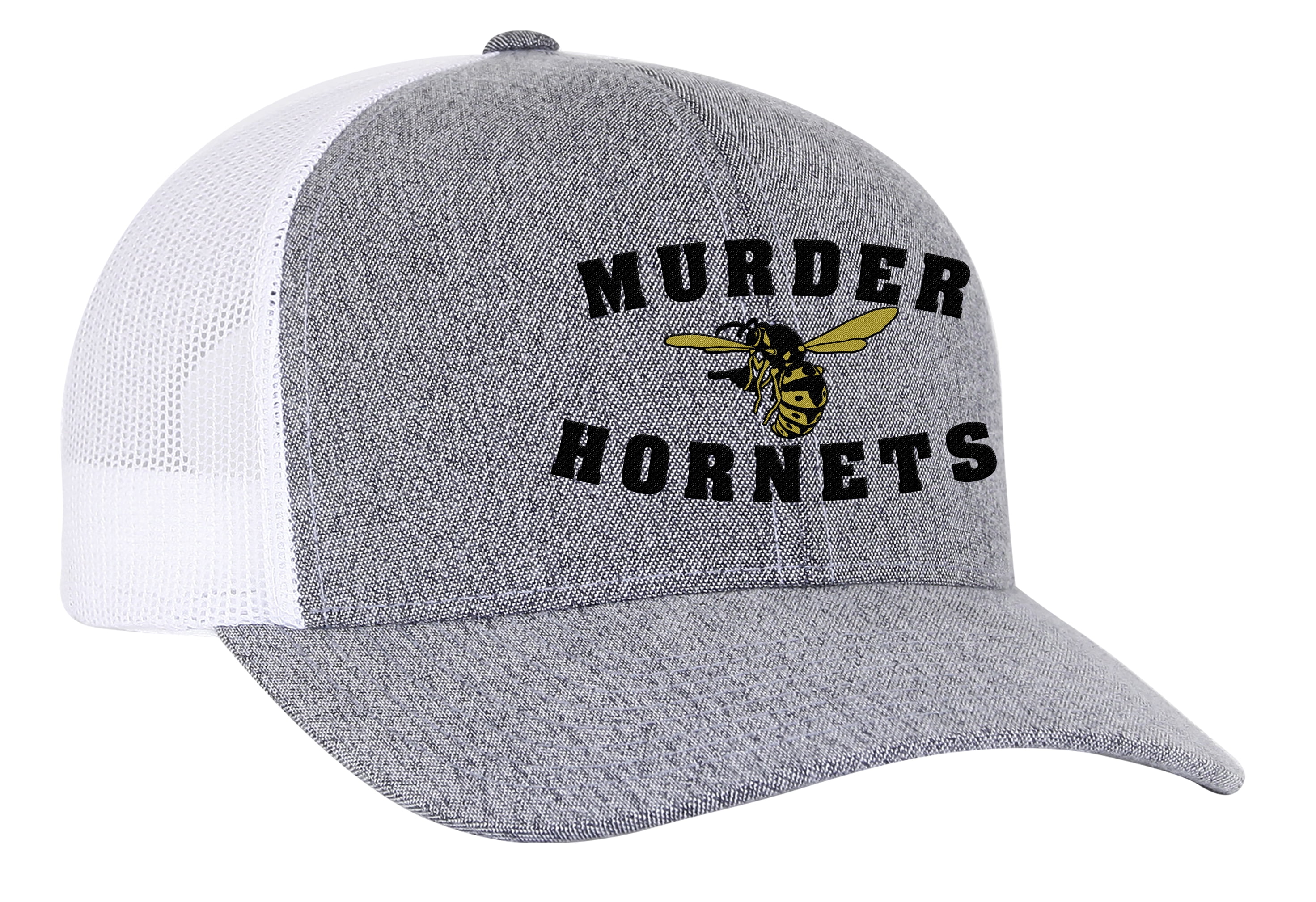 Murder Hornets Adult Snapback Hat-Heather Grey/White 