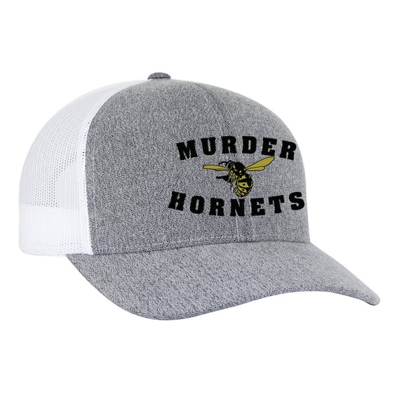Murder Hornets Adult Snapback Hat-Heather Grey/White