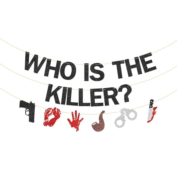 Murder Mystery Banner, Who is the Killer? Banner, Detective Party Banner, Crime Scene Backgroud, Bloody Handprint, Evidence Party, Murder Mystery Dinner Party Decoration
