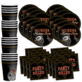 thumbnail image 1 of Murder Mystery Themed Party Supplies - Adult Birthday Supplies - Tableware Set Includes Plates Napkins Cups - Kit for 16, 1 of 8