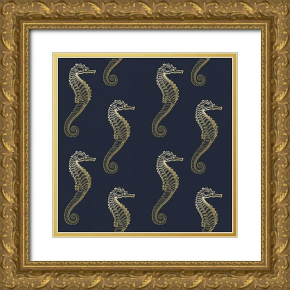 Murdock, Ramona 12x12 Gold Ornate Wood Framed with Double Matting Museum Art Print Titled - Gold Seahorse Pattern