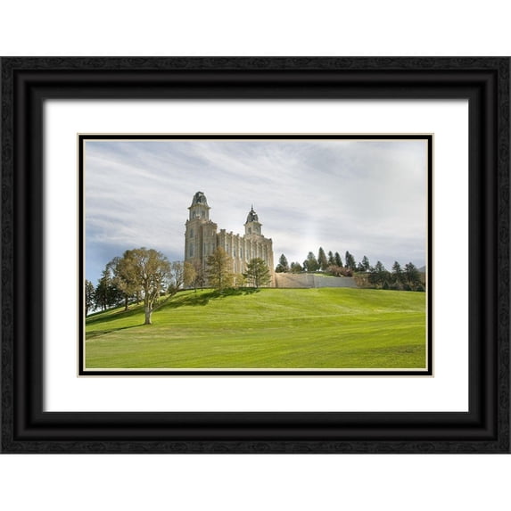 Murdock, Ramona 18x13 Black Ornate Wood Framed with Double Matting Museum Art Print Titled - Manti Temple