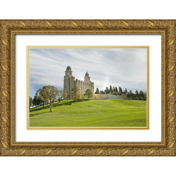Murdock, Ramona 24x17 Gold Ornate Wood Framed with Double Matting Museum Art Print Titled - Manti Temple