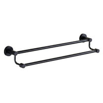 Murdoffiu Black Bathroom Double Towel Bar Stainless Steel Wall Mounted Towel Hanger Kitchen Dish Towel Bar Rack - 50cm