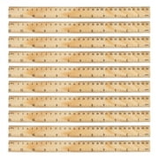 Murdoffiu Straight Ruler 25Pcs 12 Inches Wooden Ruler Training Aid Dressmaker One Side Double Scale Ruler