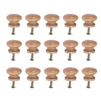 Murdoffiu Wooden Mushroom Drawer Knobs, 1.1" Diameter, Plastic, 15-Piece Pack with Screws
