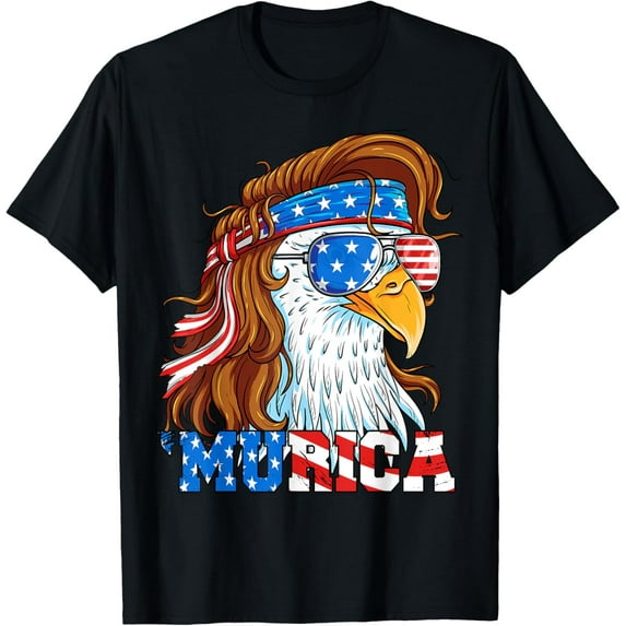 Murica Eagle 4th of July Mullet American Flag USA Vintage Gifts Funny T-shirt