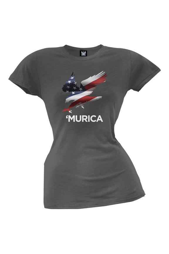 Murica Eagle Charcoal Juniors T-Shirt