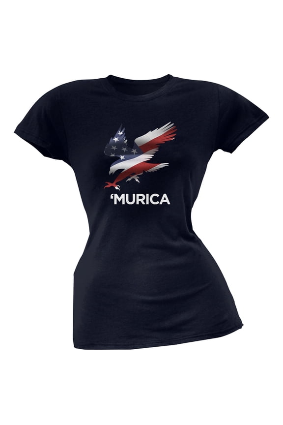 Murica Eagle Navy Juniors T-Shirt - Large