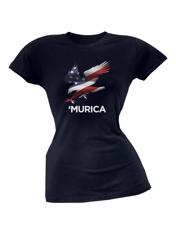 Murica Eagle Navy Juniors T-Shirt - Small