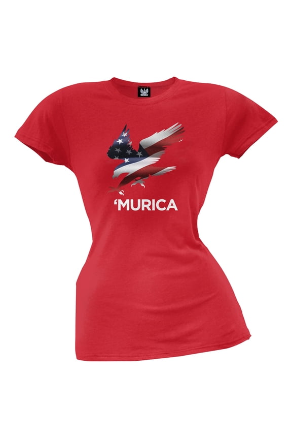 Murica Eagle Red Juniors T-Shirt - X-Large
