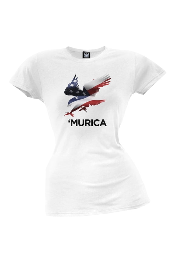 Murica Eagle White Juniors T-Shirt - Large