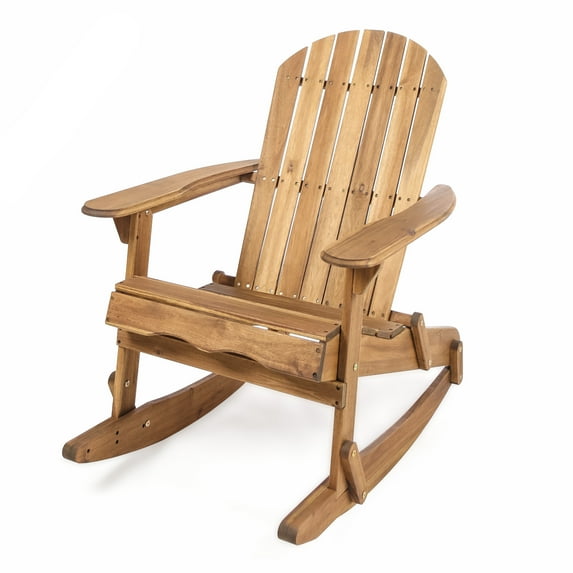 Muriel Outdoor Acacia Wood Adirondack Rocking Chair, Natural Finish