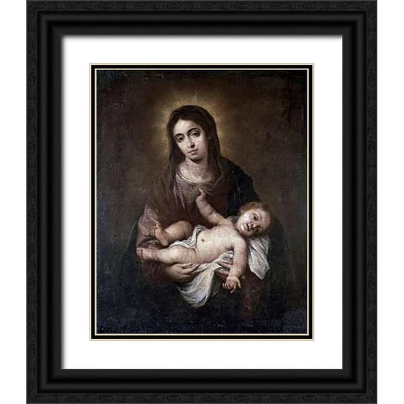 Murillo, Bartolome Esteban 15x18 Black Ornate Wood Framed with Double Matting Museum Art Print Titled - Virgin and Child #1