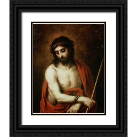 Murillo, Bartolome Esteban 20x24 Black Ornate Wood Framed with Double Matting Museum Art Print Titled - Ecce Homo Bartolom