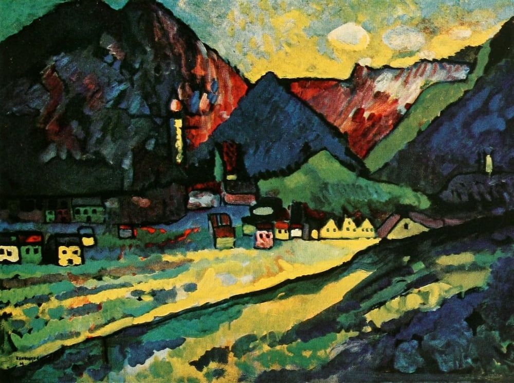 Murnau Landscape 1909 Canvas Art - Wassily Kandinsky (24 x 36)