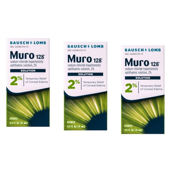 Muro 128 2% Sterile Ophthalmic Eye Solution - 0.5 Oz (15 Ml), 3 Pack