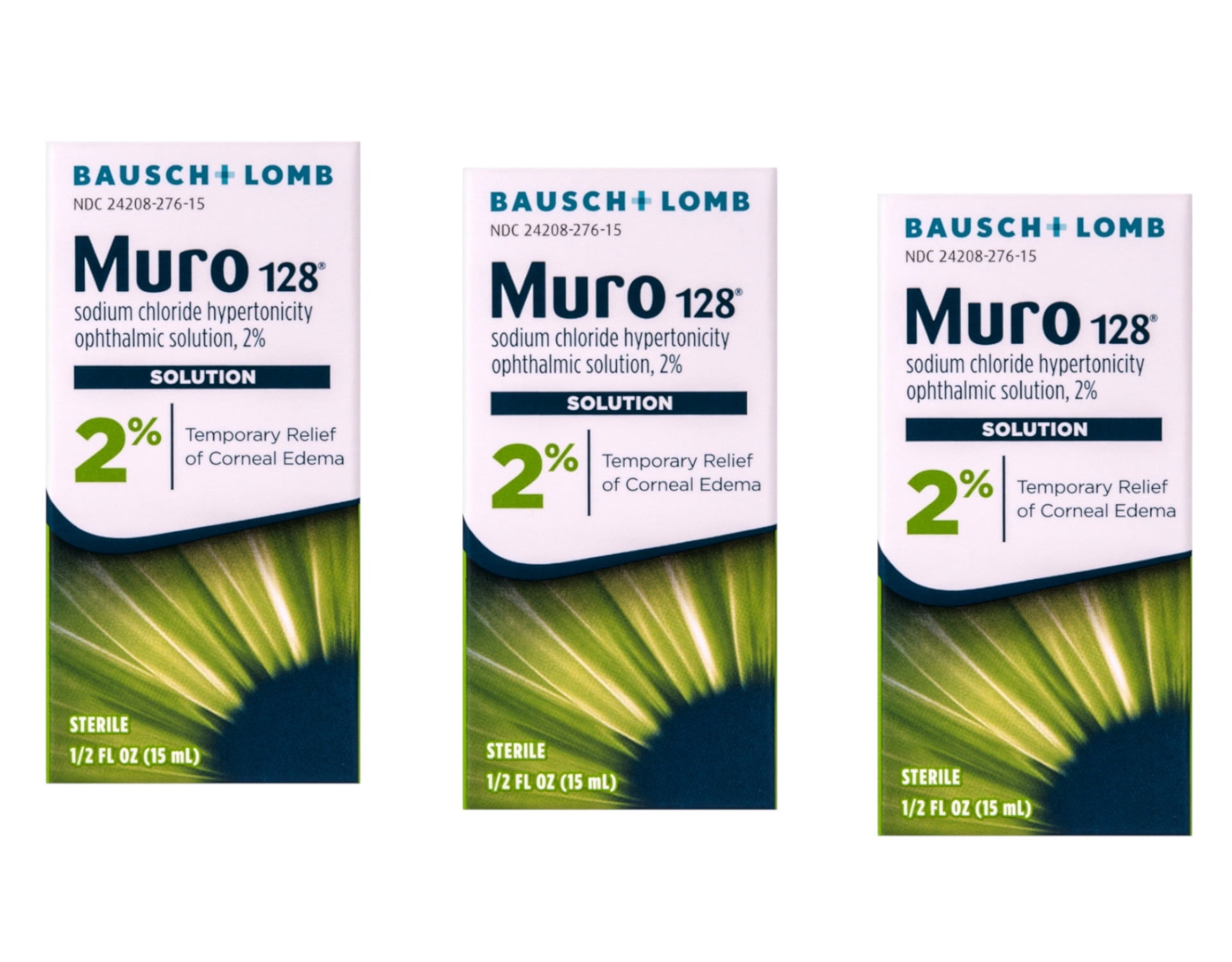 Muro 128 2% Sterile Ophthalmic Eye Solution - 0.5 Oz (15 Ml), 3 Pack