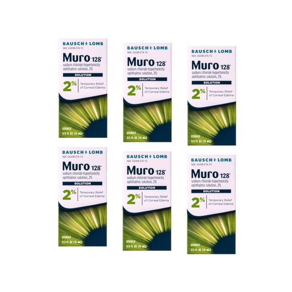 Muro 128 2% Sterile Ophthalmic Eye Solution - 0.5 Oz (15 Ml), 6 Pack
