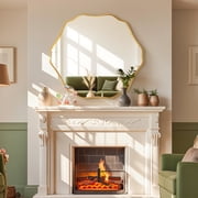 MuroPanel 32x36 Floral Wall Mirror, Vintage Gold Wall Mirrors for Bathroom Vanity