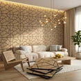 thumbnail image 1 of MuroPanel Abstract Polygon Acoustic Wood Slat Wall Tiles 4-Pack 24"x24",Modern 3D Wall Panels, Natural, 1 of 11