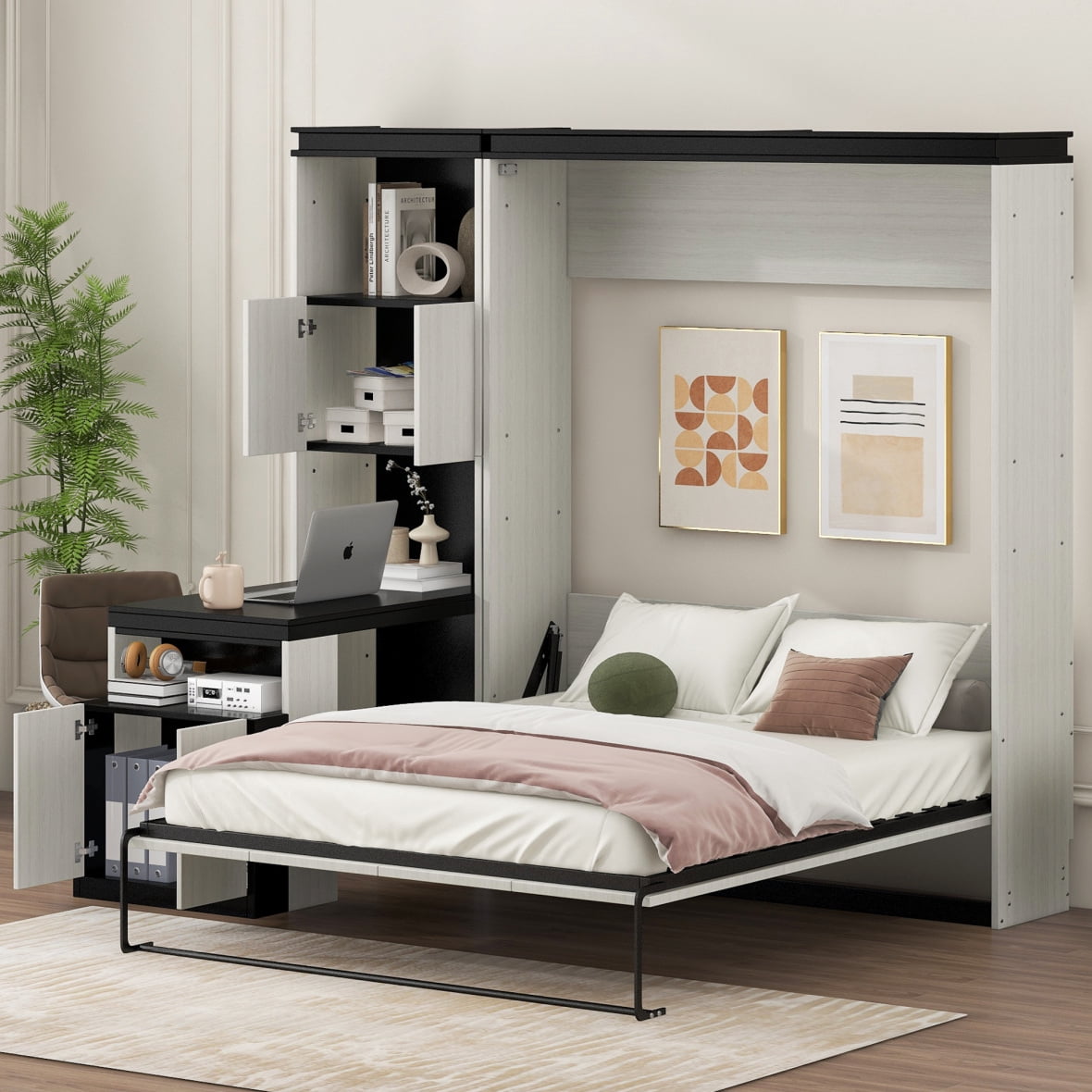 Full Double Murphy Bed With Desk