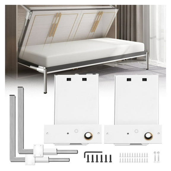 Murphy Bed Kit - Wall Bed Hardware Mechanism Heavy Duty - Horizontal Queen/Twin - White