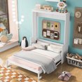 thumbnail image 1 of Murphy Bed Queen with Shelf, Queen Size Murphy Bed with Headboard, Wall Bed Frame for Teens & Adults, White, 1 of 9