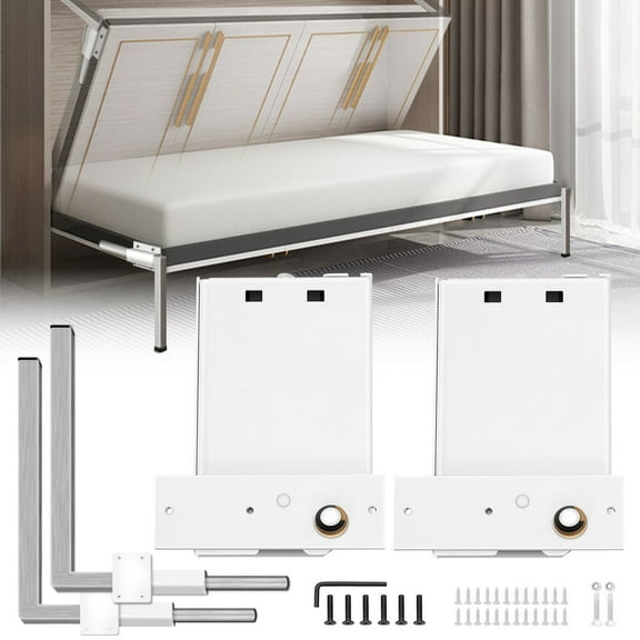 Murphy Bed Wall Mount Heavy Duty Support Hardware Kit for Queen Twin Size Horizontal White