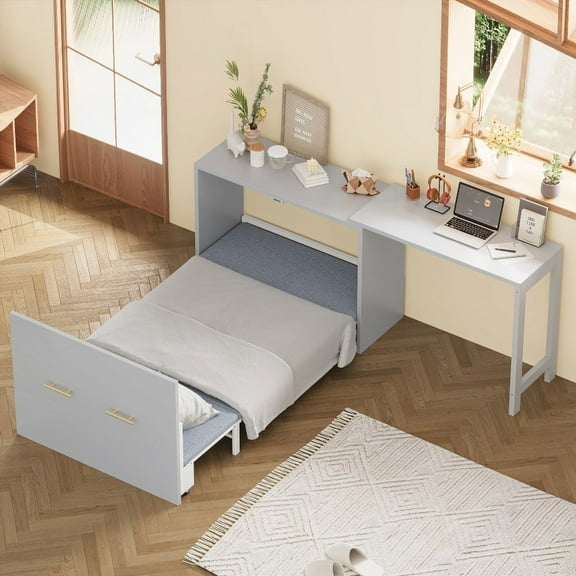 Murphy Bed with Adjustable Desk - Fits Small Spaces