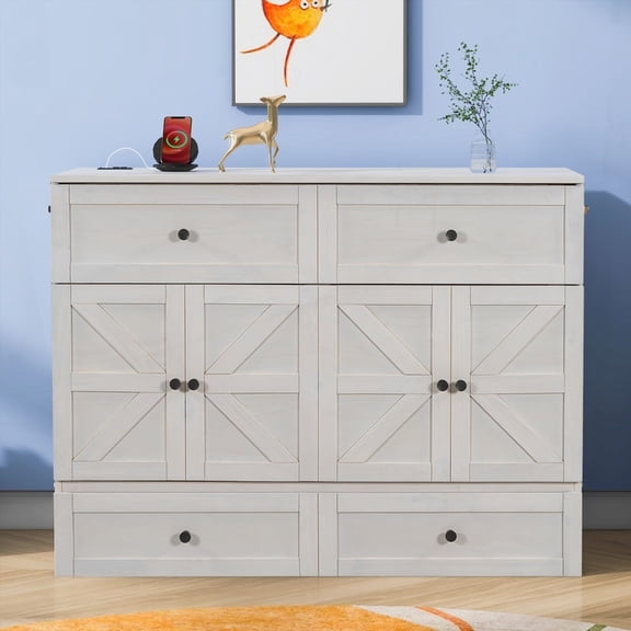 Murphy Bed with Space Saving Design & USB, White