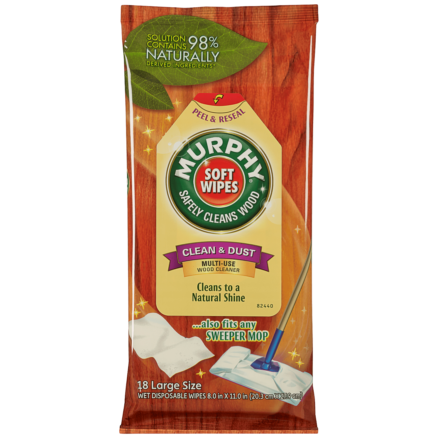 Murphy Oil Soap Soft Wipe, Cloth, 8 x 11, White, 18/Pack