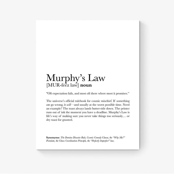 Murphy’s Law Educational Wall Art Print, Unframed Paper Poster 8x10in
