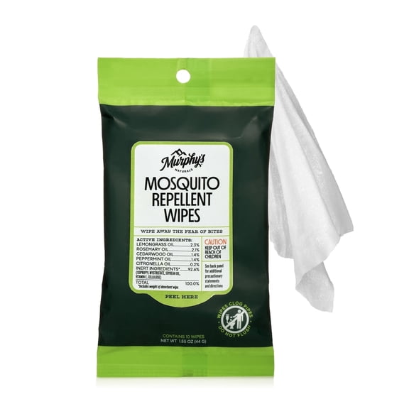 Murphys Naturals Mosquito Repellent Wipes with Lemongrass & Rosemary Oil, 10 Count, 1 Pack