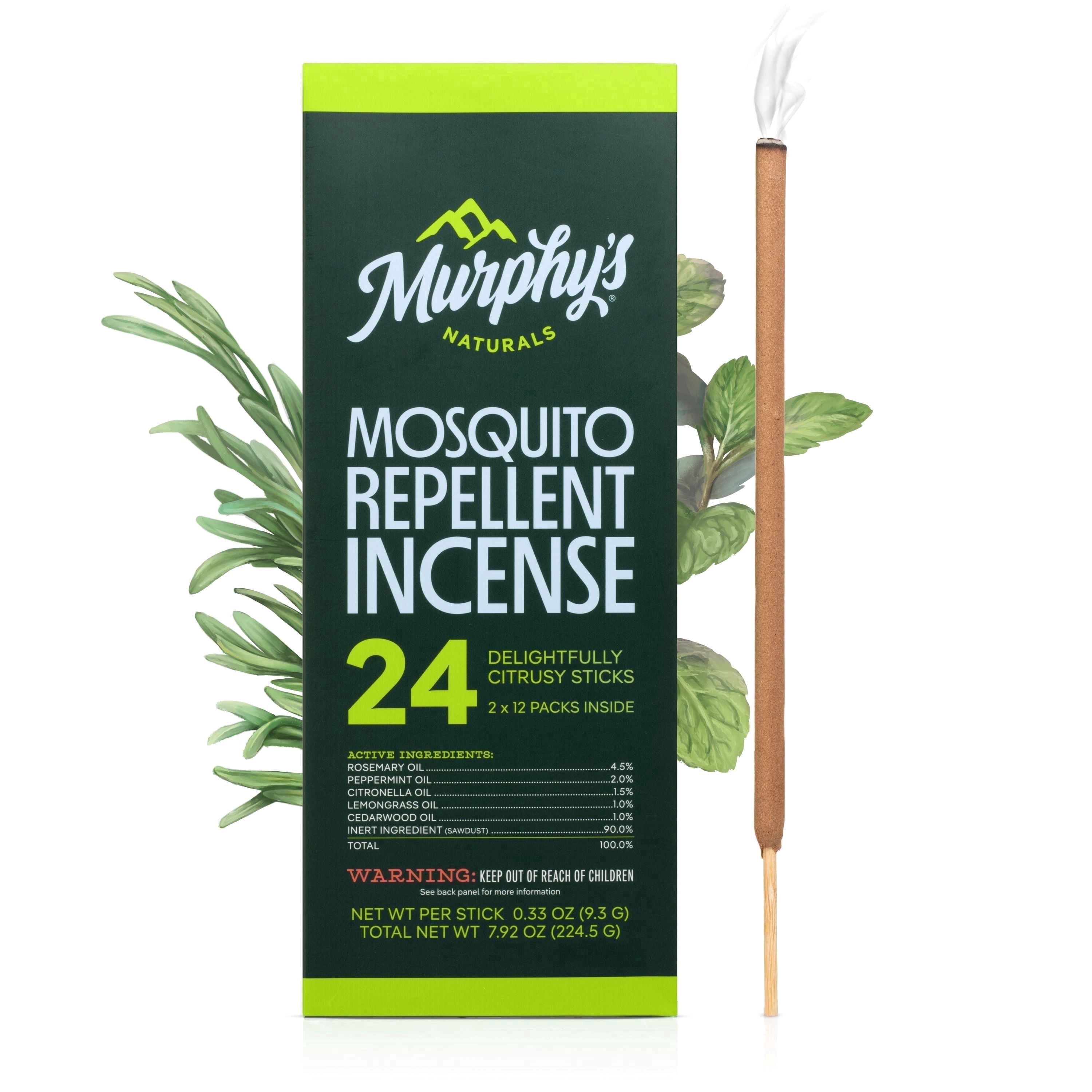 Murphys Naturals Plant-Based Mosquito Incense Sticks with Citronella, 24 Count