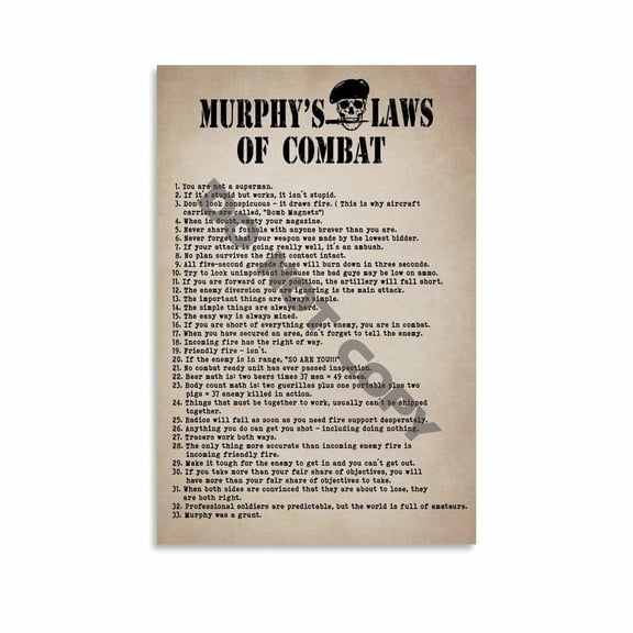 Murphys Laws Of Combat Poster Wall Art (555) Canvas Painting Posters And Prints Wall Art Pictures for Living Room Bedroom Decor