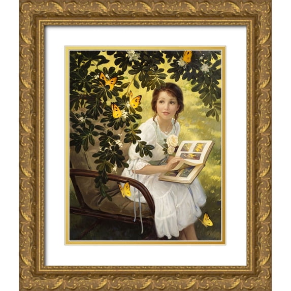 Murray, Alan 12x14 Gold Ornate Wood Framed with Double Matting Museum Art Print Titled - Butterflies