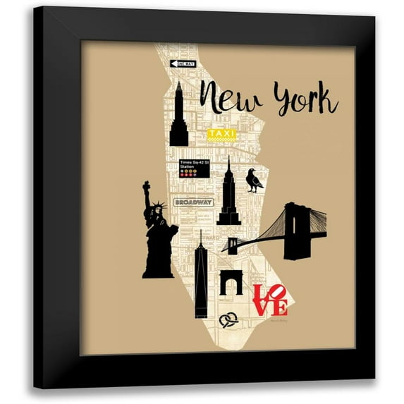 Murray, Amanda 15x18 Black Modern Framed Museum Art Print Titled - City Graphic Map -