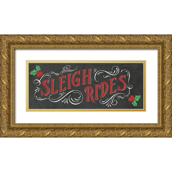 Murray, Amanda 24x12 Gold Ornate Wood Framed with Double Matting Museum Art Print Titled - Sleigh Rides