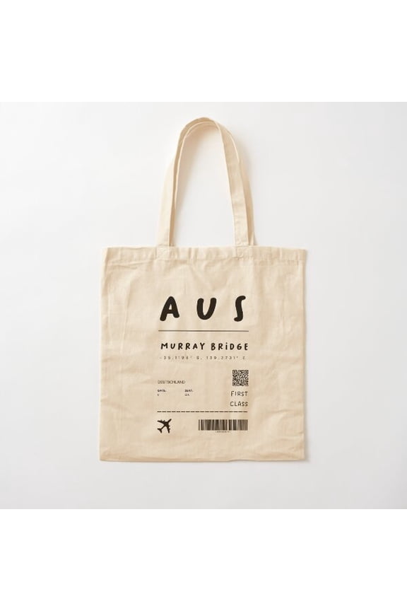 Murray Bridge | Plane Ticket Design | Traveling | Tourists Cotton Tote Bag Canvas Tote Bag, Family Gift For Mother, Her